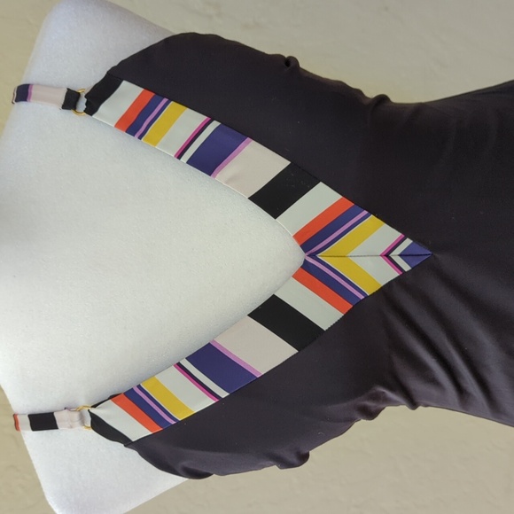 Trina Turk Black Treasure Cove Deep V Neck One Piece Swimsuit Size 12 - Picture 4 of 10